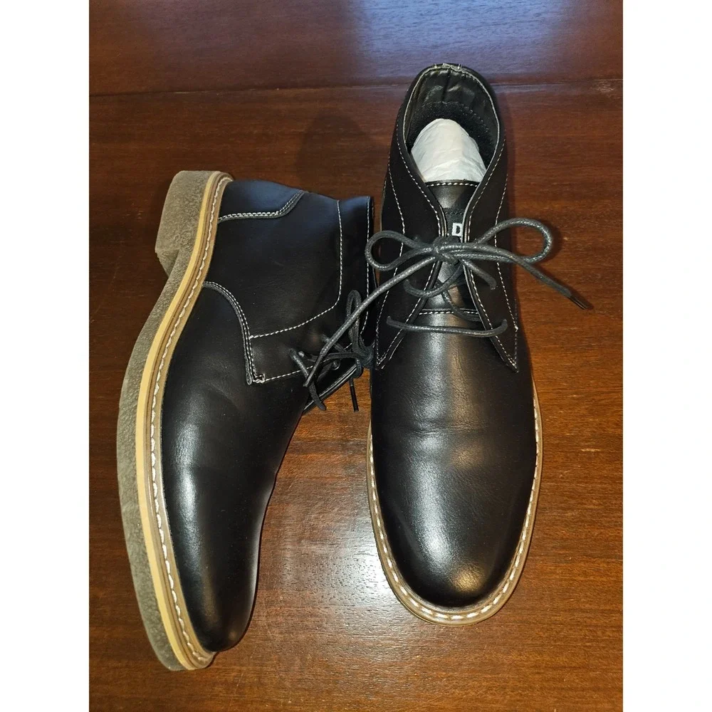 Steve Madden Men's Short Chukka P-SYMIN Lace‎ Up Boot Shoes -Black Size 8 New